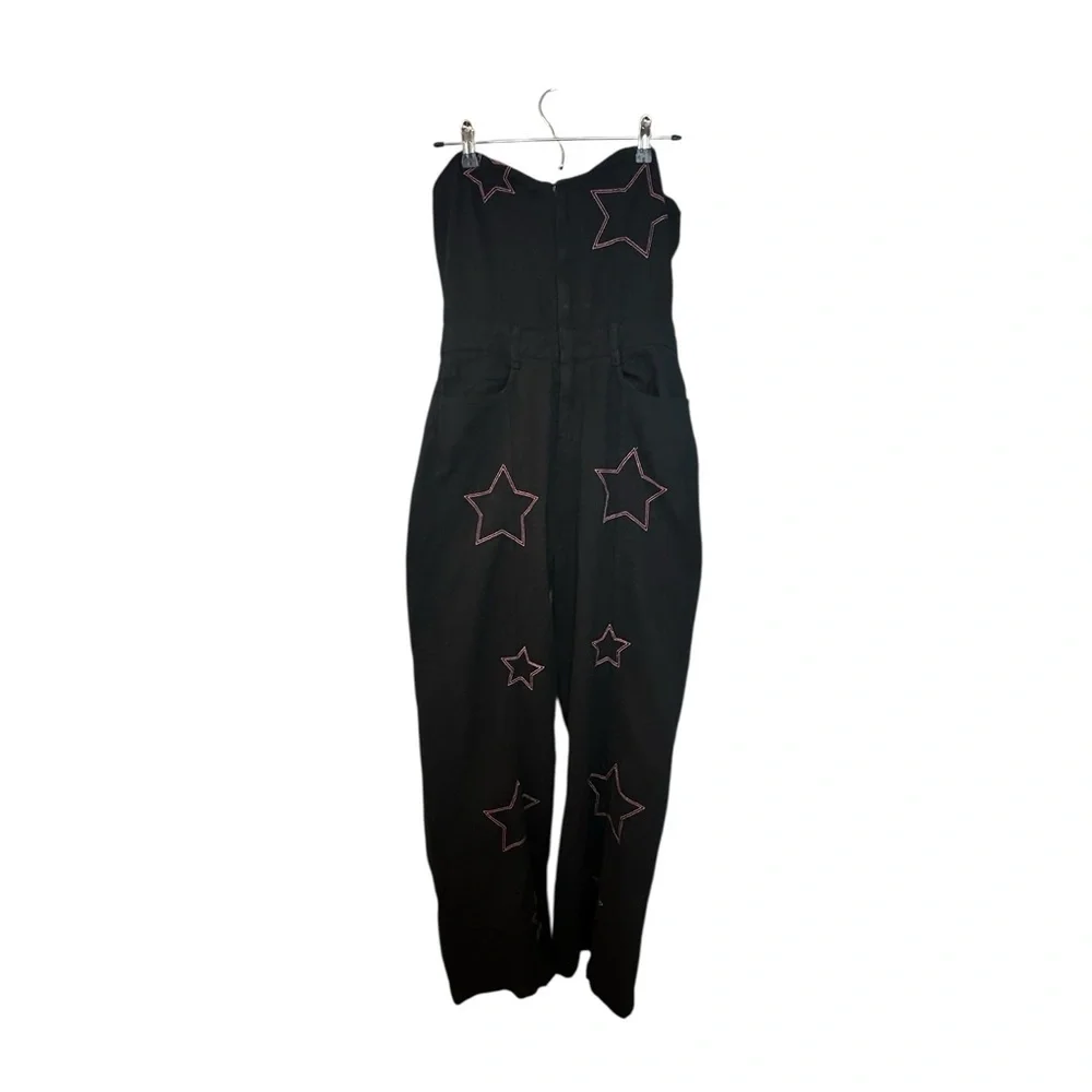 NWT Nasty Gal Black Star-Patterned Strapless Jumpsuit 8 - Picture 3 of 9